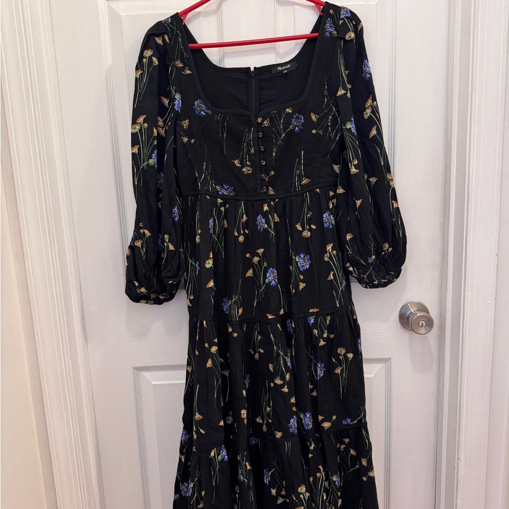 Madewell Xiomara Floral Print Long Sleeve Cotton Dress - Picture 2 of 6
